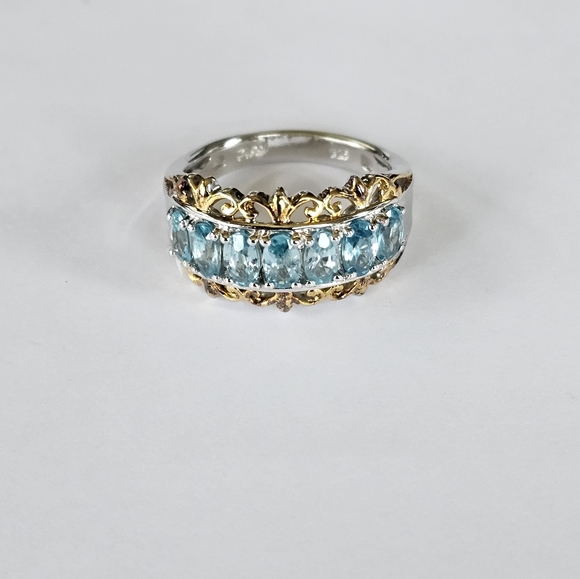 Genuine Cambodian Blue Zircon Ring Platinum over Sterling Silver Size 7! - Picture 3 of 12